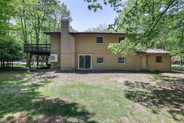 289 Towamensing Trl, Albrightsville, PA 18210 - rear view of property featuring a chimney and a wooden deck