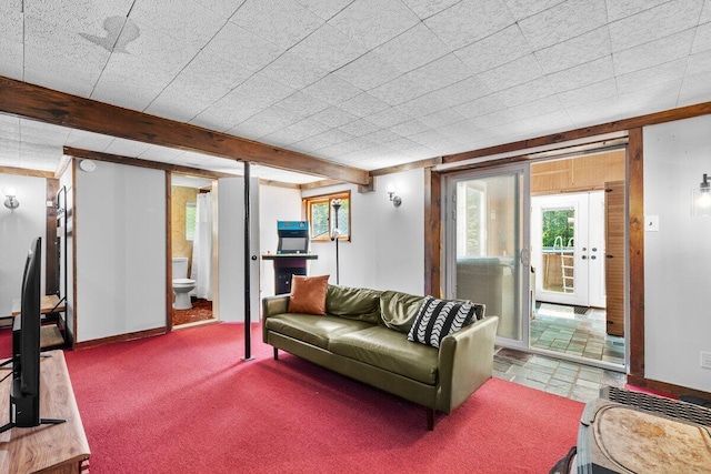 322 Clubhouse Dr, East Stroudsburg, PA 18302 - living room with beamed ceiling and baseboards