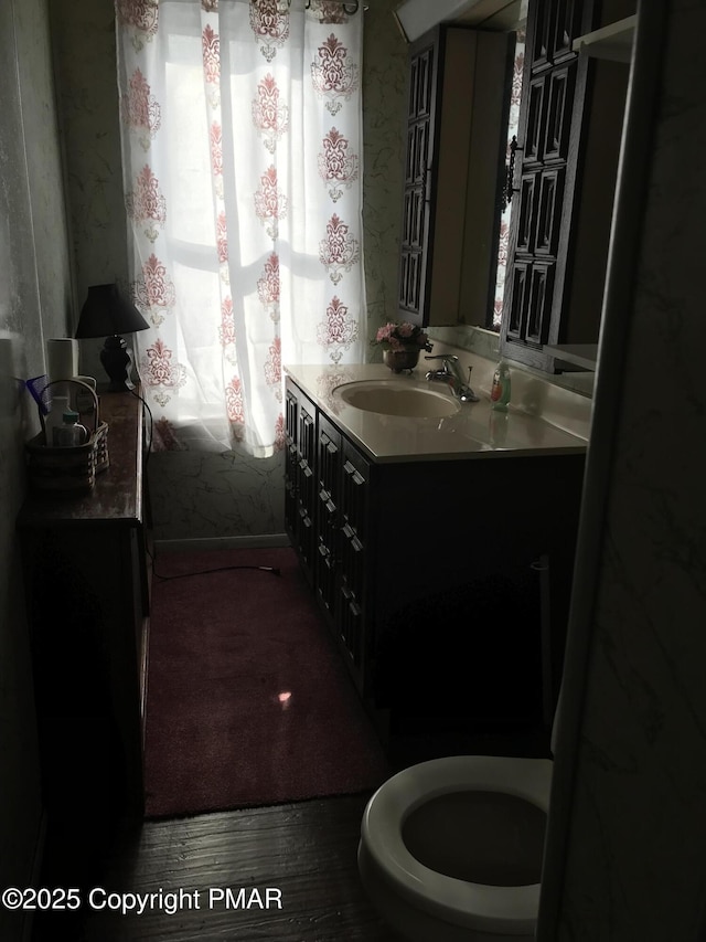 bathroom with vanity and toilet