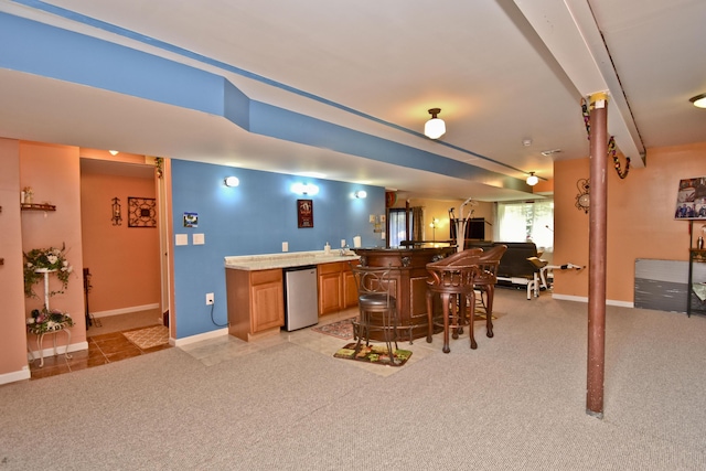 603 Washington Xing, East Stroudsburg, PA 18301 - indoor wet bar with refrigerator and light colored carpet