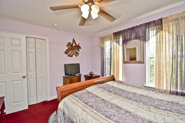 603 Washington Xing, East Stroudsburg, PA 18301 - bedroom with multiple windows, carpet flooring, a closet, and a ceiling fan
