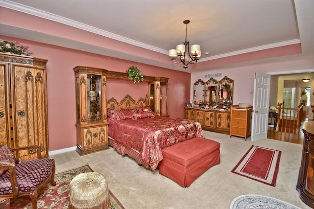 603 Washington Xing, East Stroudsburg, PA 18301 - bedroom with a chandelier, carpet floors, and crown molding