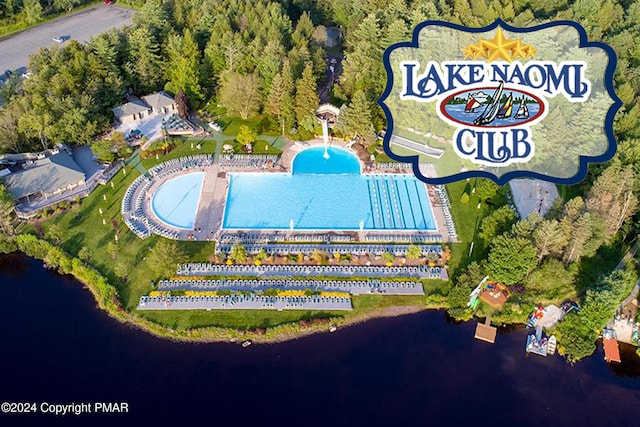 130 Sweet Briar Rd, Pocono Pines, PA 18350 - aerial view of a nearby body of water and a pool