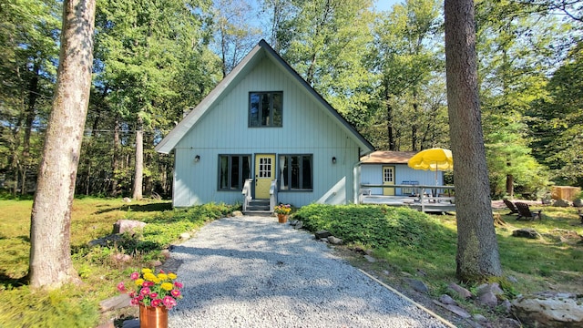 130 Sweet Briar Rd, Pocono Pines, PA 18350 - view of front of house featuring a deck and entry steps