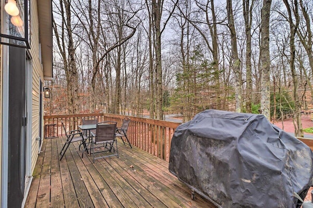 54 Spencer Ln, Albrightsville, PA 18210 - wooden deck with outdoor dining space and area for grilling