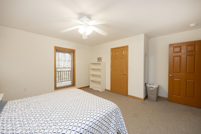 1212 Acacia Dr, Hawley, PA 18428 - bedroom with a ceiling fan, light colored carpet, and baseboards