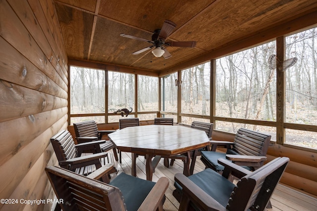1212 Acacia Dr, Hawley, PA 18428 - sunroom / solarium with wood ceiling and ceiling fan