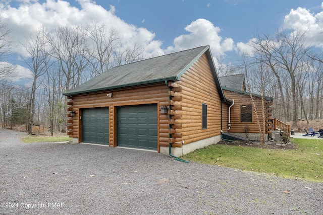 1212 Acacia Dr, Hawley, PA 18428 - view of home's exterior featuring log siding and driveway