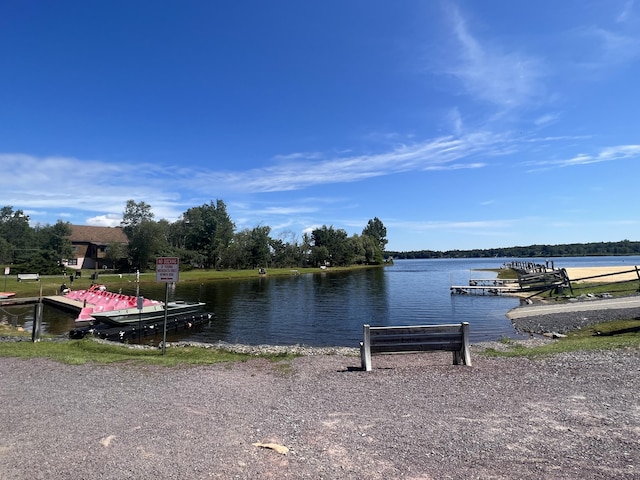 property view of water featuring a dock