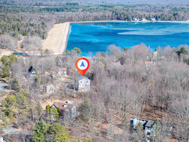 aerial view with a wooded view