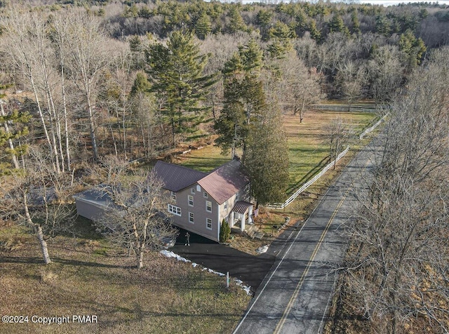 aerial view with a forest view