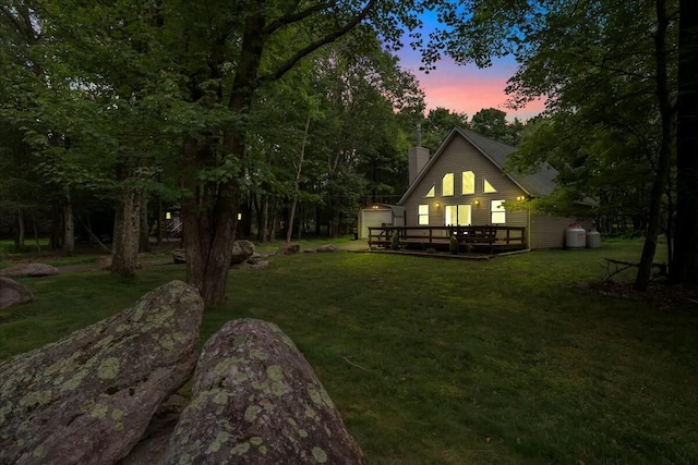 view of yard featuring a deck