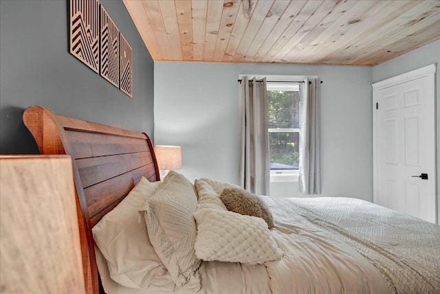 bedroom with wooden ceiling