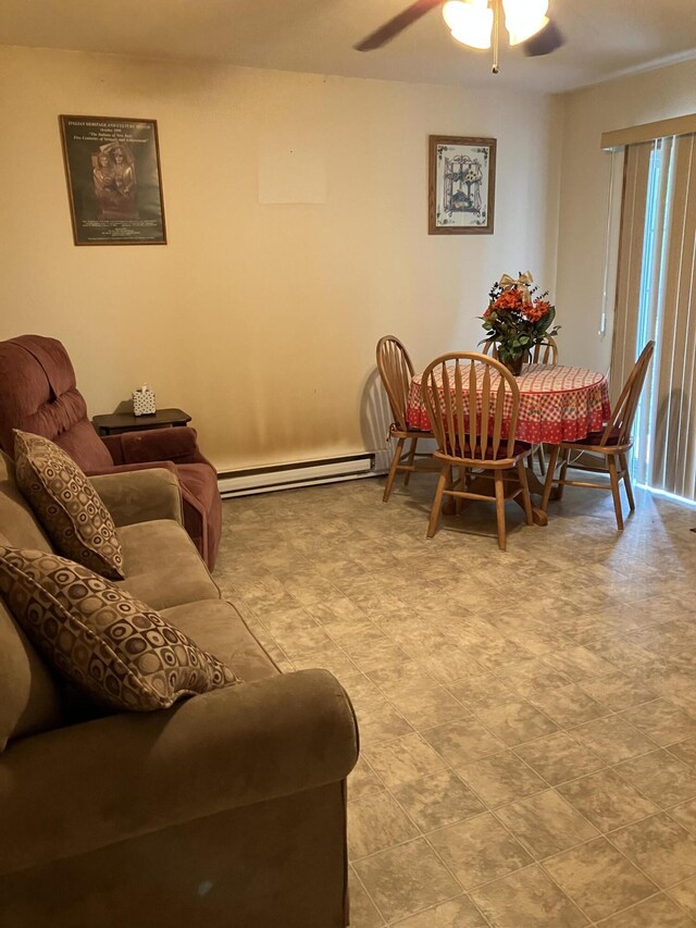 115 Gap View Rd, Milford, PA 18337 - dining area featuring a baseboard radiator and ceiling fan