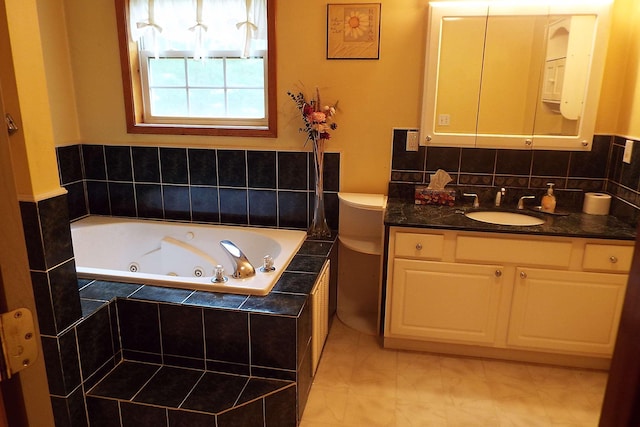 115 Gap View Rd, Milford, PA 18337 - full bath with a whirlpool tub, vanity, and tasteful backsplash