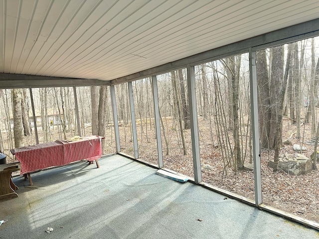 view of unfurnished sunroom