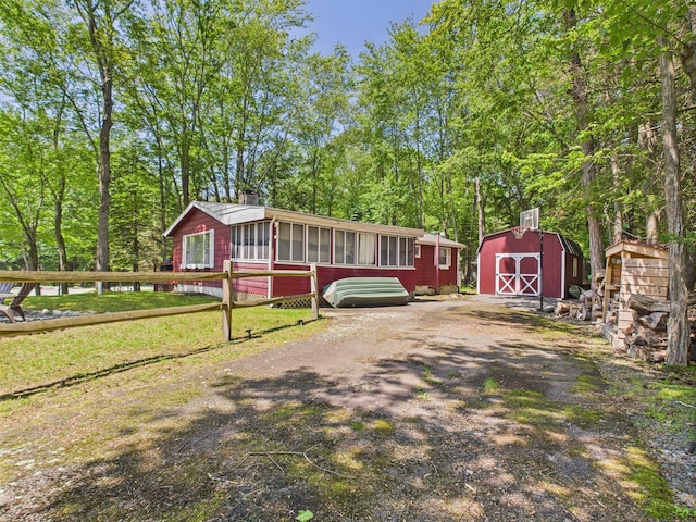 105 Buffalo Trl, Pocono Lake, PA 18347 - view of front of home with a sunroom and a chimney