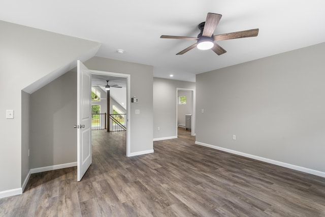 21 Wilde Gln, Albrightsville, PA 18210 - unfurnished room with ceiling fan, wood finished floors, and vaulted ceiling