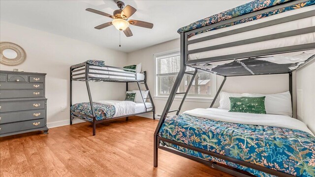 186 Brier Crest Rd, Blakeslee, PA 18610 - bedroom with wood finished floors, baseboards, and ceiling fan