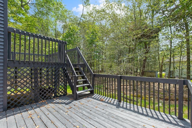 wooden deck with stairway