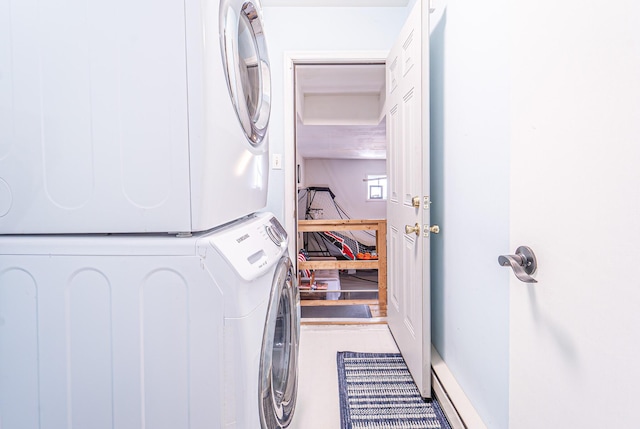 6435 Marvin Gdns, Tobyhanna, PA 18466 - washroom featuring stacked washer / drying machine