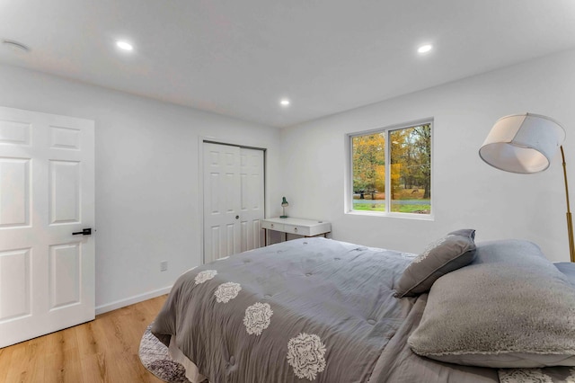 19 Mckinley Ln, Albrightsville, PA 18210 - bedroom featuring light wood finished floors, recessed lighting, baseboards, and a closet