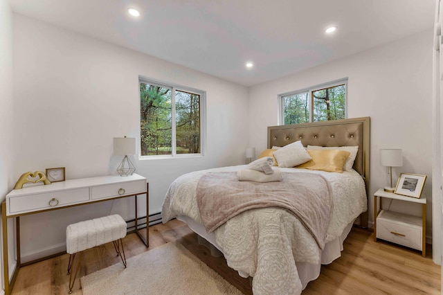 19 Mckinley Ln, Albrightsville, PA 18210 - bedroom with a baseboard heating unit, wood finished floors, and recessed lighting