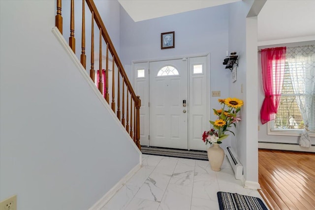 190 Reunion Rdg, East Stroudsburg, PA 18301 - foyer featuring a baseboard radiator, a wealth of natural light, and stairway