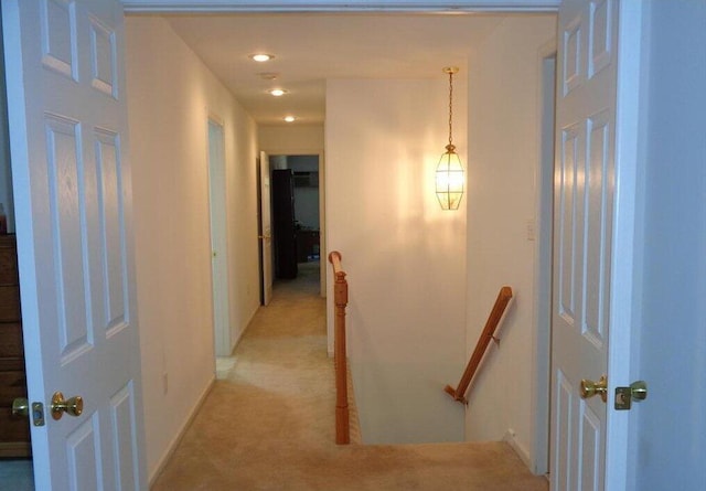 144 Dogwood Dr, Jim Thorpe, PA 18229 - corridor featuring an upstairs landing, light carpet, baseboards, and recessed lighting