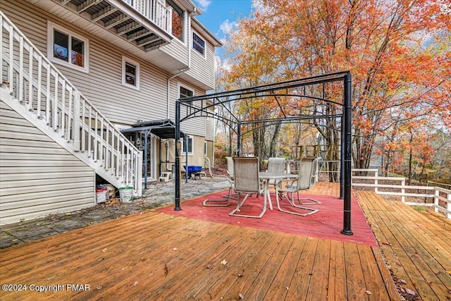 wooden terrace with stairway