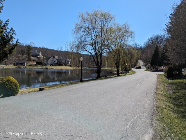 411 Pierce Ln, East Stroudsburg, PA 18301 - view of asphalt street featuring a water view and street lights
