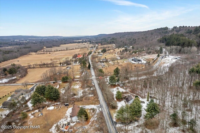 drone / aerial view with a rural view