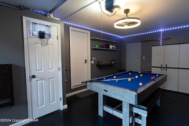 game room featuring billiards and baseboards