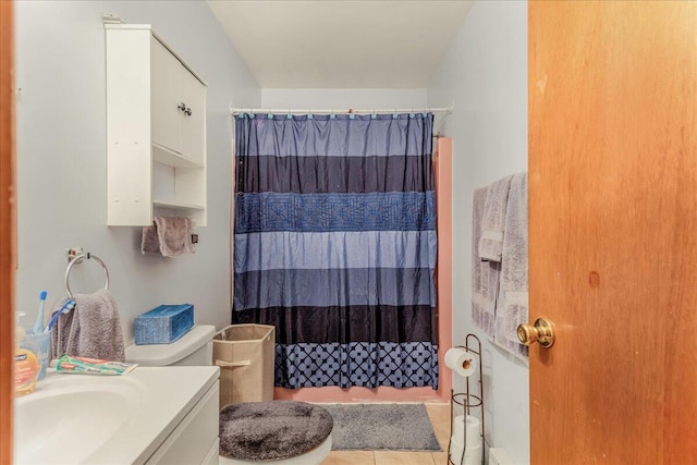 225 Northpark Dr W, East Stroudsburg, PA 18302 - full bathroom with tile patterned flooring, curtained shower, vanity, and toilet