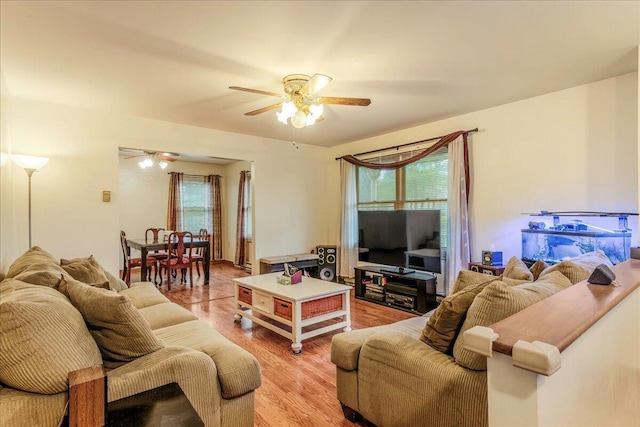 225 Northpark Dr W, East Stroudsburg, PA 18302 - living room featuring a ceiling fan, healthy amount of natural light, and light wood-type flooring