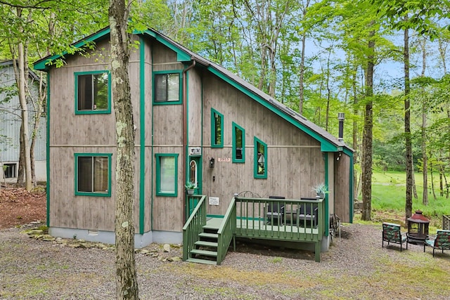 38 N Fairway Dr, Lake Ariel, PA 18436 - view of front facade with a wooden deck and crawl space