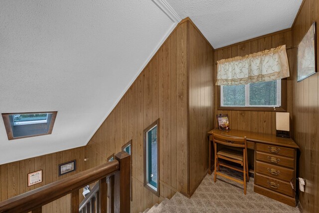 38 N Fairway Dr, Lake Ariel, PA 18436 - carpeted home office with wooden walls and a textured ceiling