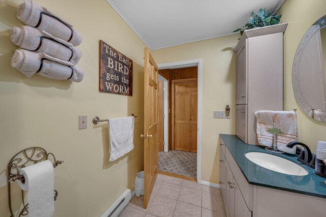 38 N Fairway Dr, Lake Ariel, PA 18436 - bathroom featuring vanity, ornamental molding, and tile patterned flooring