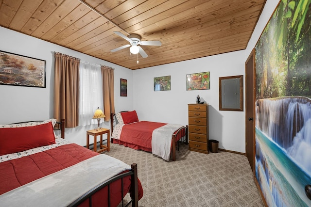 38 N Fairway Dr, Lake Ariel, PA 18436 - bedroom featuring wooden ceiling, carpet, and a ceiling fan