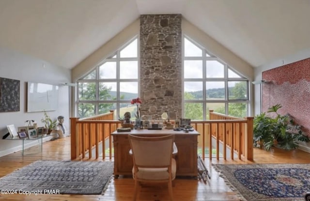 interior space with a wealth of natural light and lofted ceiling