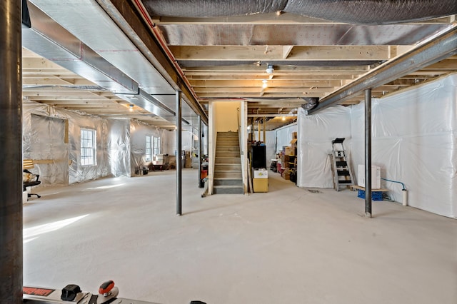 basement with stairway