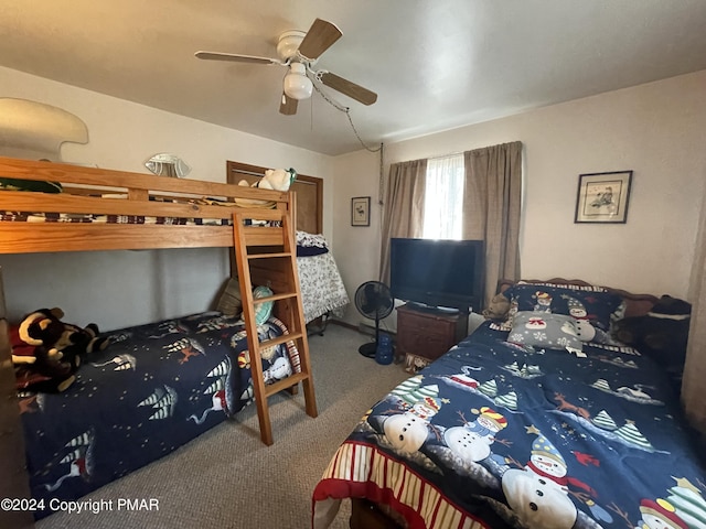 bedroom featuring carpet and ceiling fan