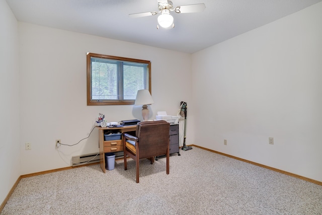 151 Forest Dr, Canadensis, PA 18325 - office with light carpet, baseboards, and ceiling fan