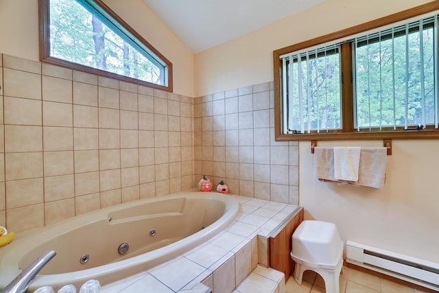 151 Forest Dr, Canadensis, PA 18325 - full bathroom featuring baseboard heating and a tub with jets