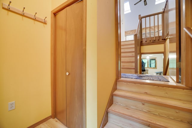 151 Forest Dr, Canadensis, PA 18325 - staircase featuring wood finished floors and baseboards
