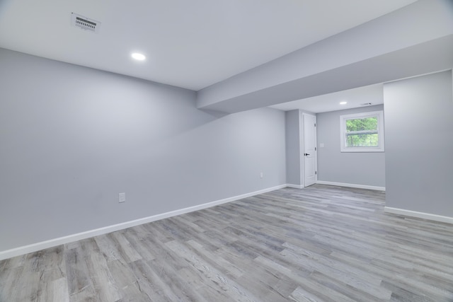 1005 Country Place Dr, Coolbaugh Township, PA 18466 - below grade area with light wood-style flooring, baseboards, and recessed lighting