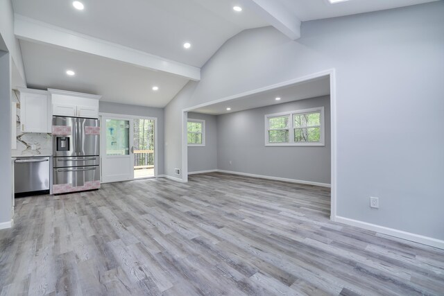 1005 Country Place Dr, Coolbaugh Township, PA 18466 - unfurnished living room featuring baseboards, recessed lighting, and light wood-style flooring