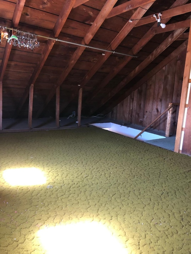 view of unfinished attic