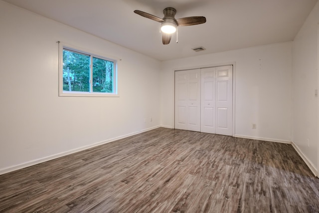 5104 Lake Dr, East Stroudsburg, PA 18301 - unfurnished bedroom with wood finished floors, a closet, and ceiling fan