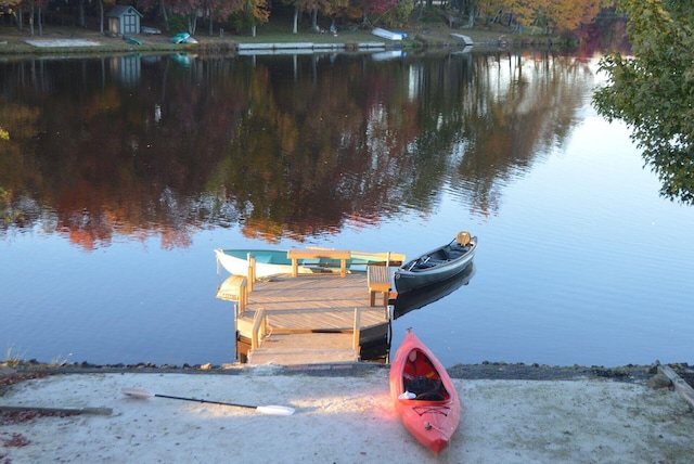 view of dock featuring a water view